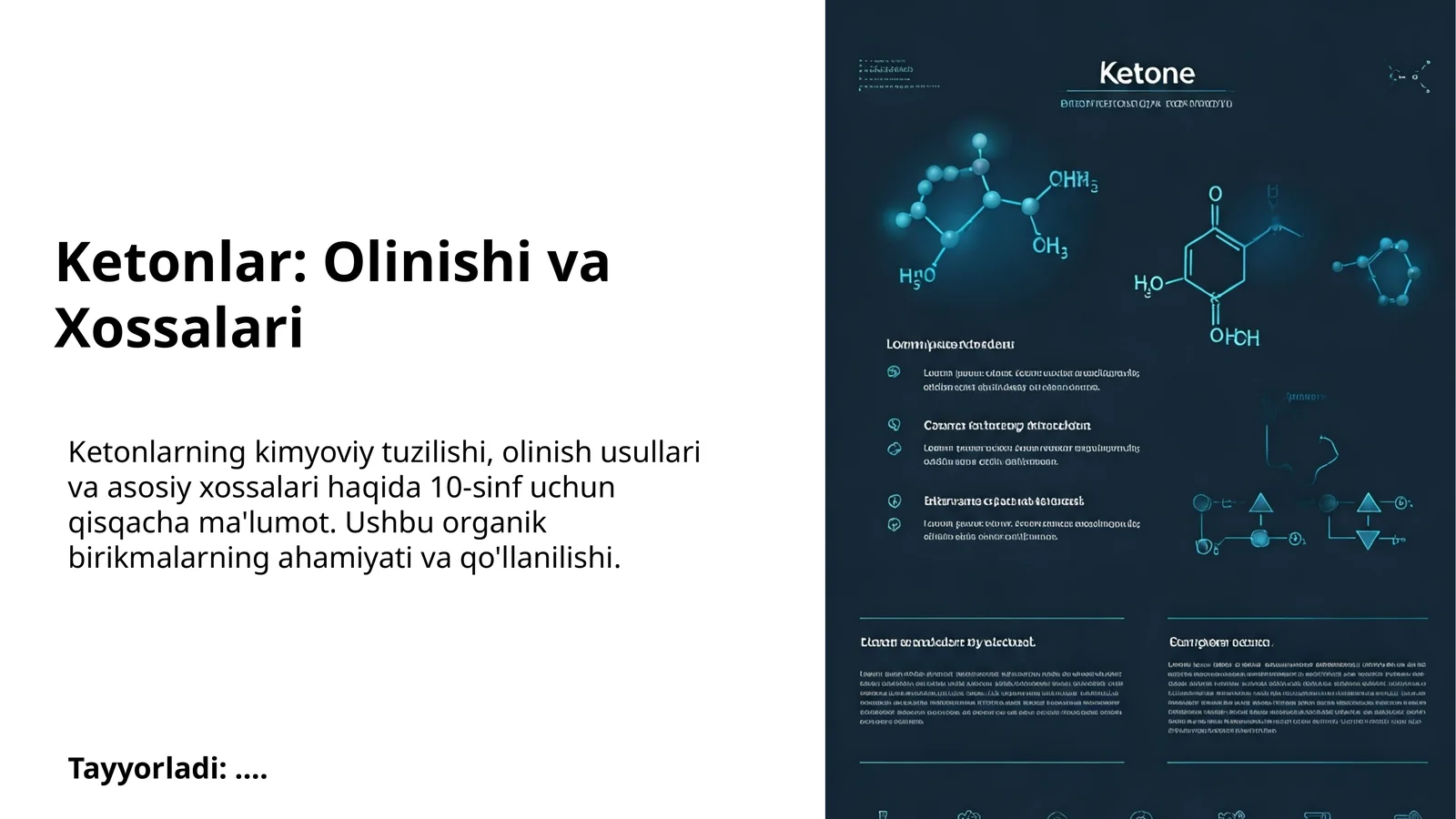 Ketonlar: Olinishi va Xossalari