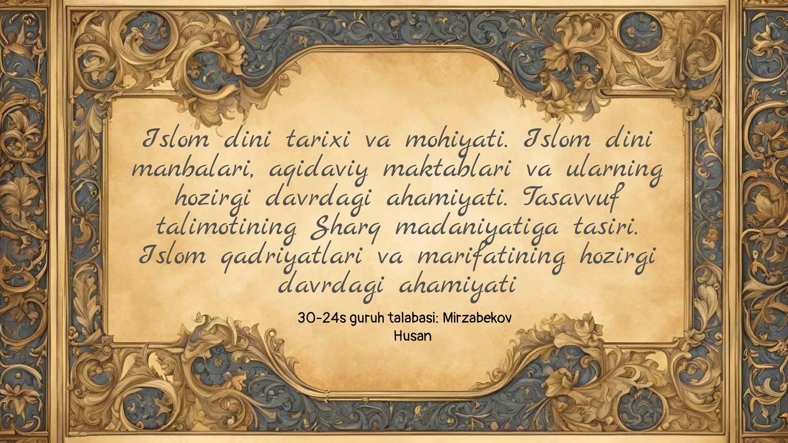 Islom dini tarixi va mohiyati