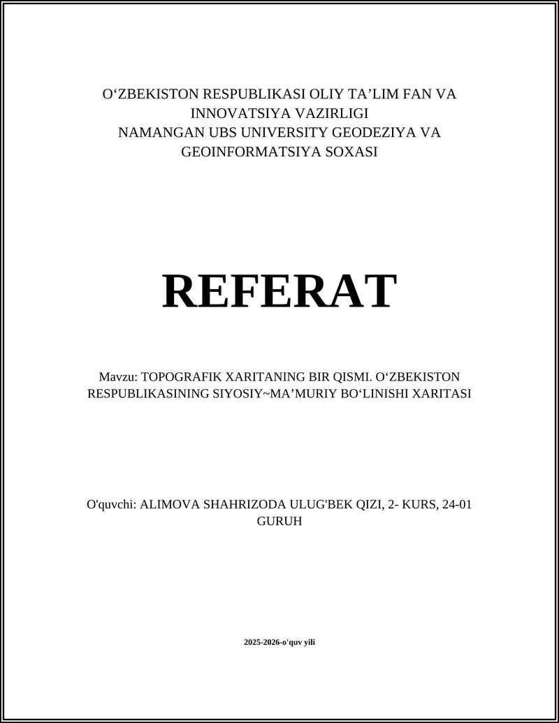 Topografik xaritaning bir qismi