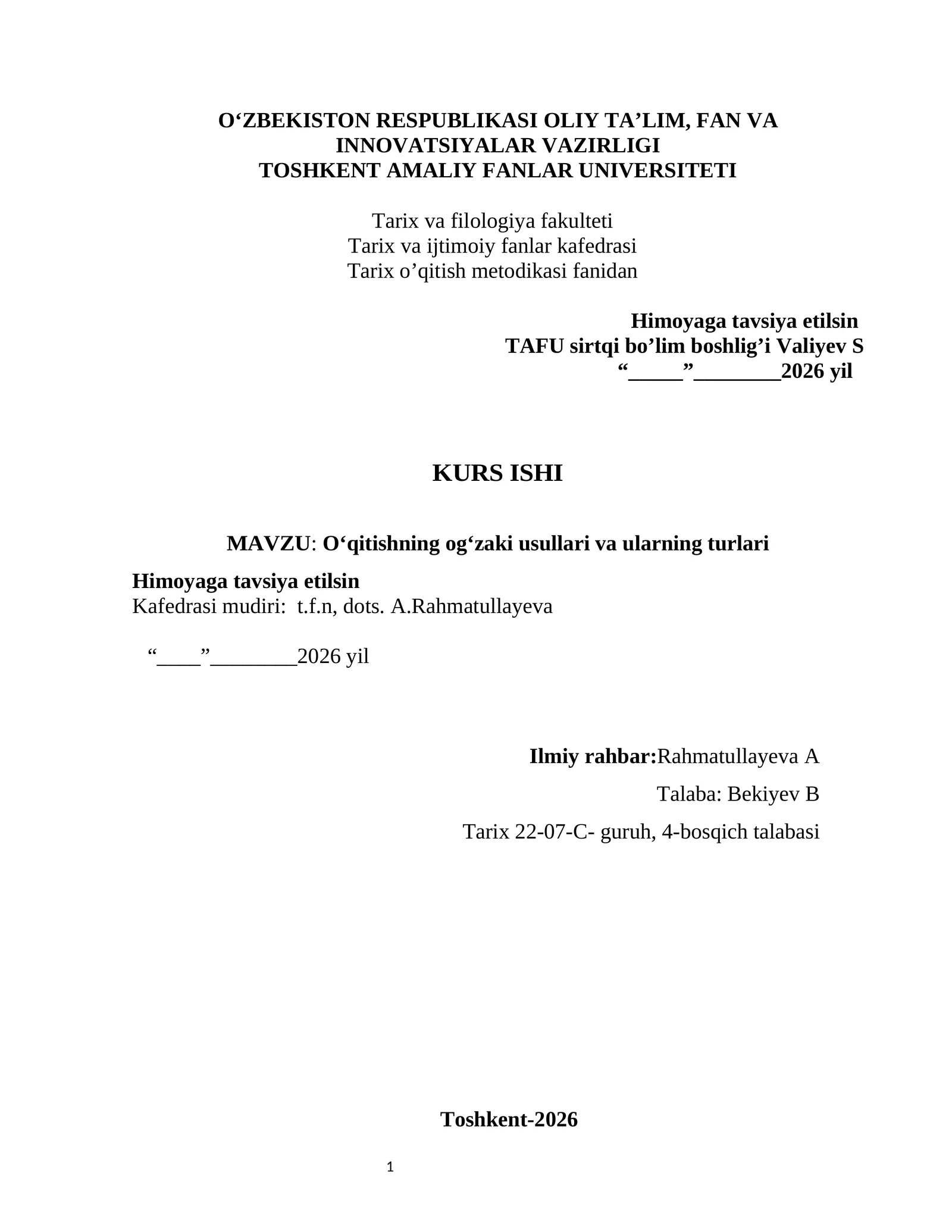 O‘qitishning og‘zaki usullari va ularning turlari