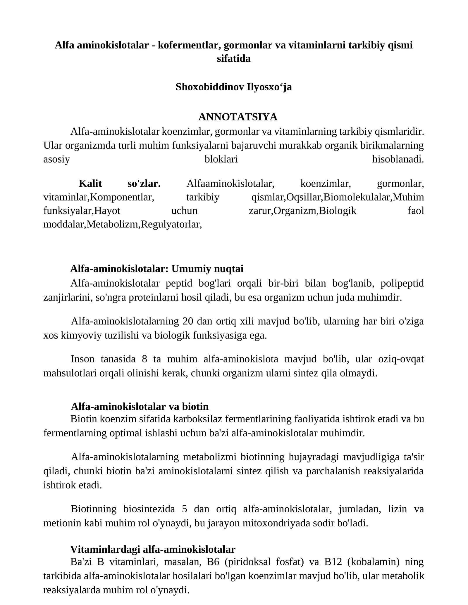 Alfa-aminokislotalar