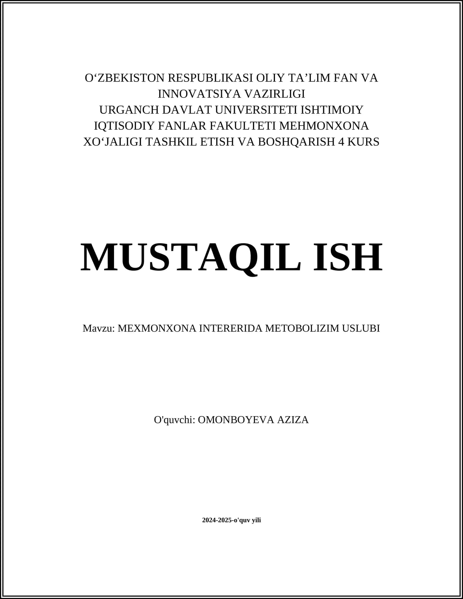 MEXMONXONA INTERERIDA METOBOLIZIM USLUBI