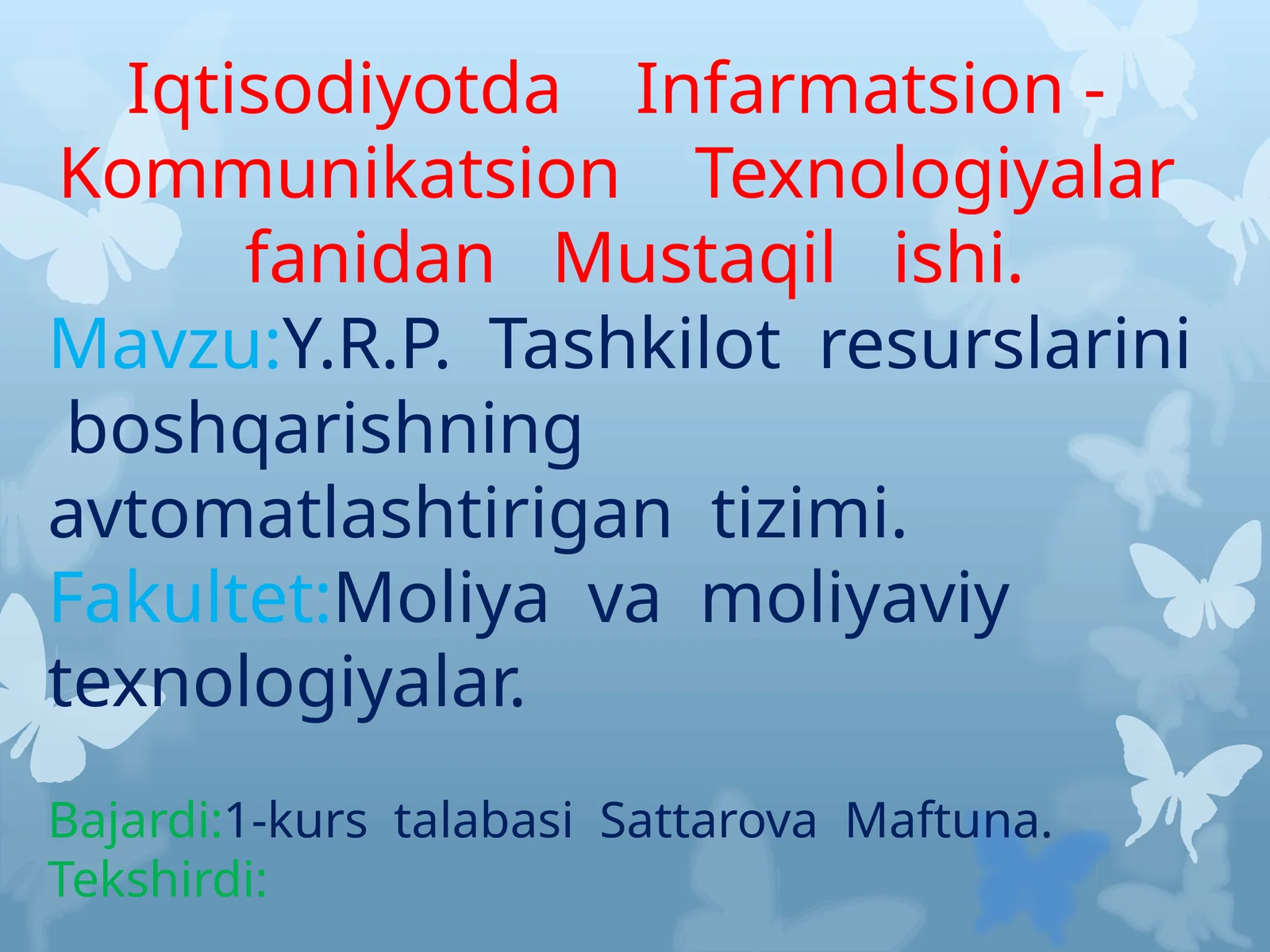Y.R.P Tashkilotresurslarini boshqarishning avtomatlashtirilgan tizimi