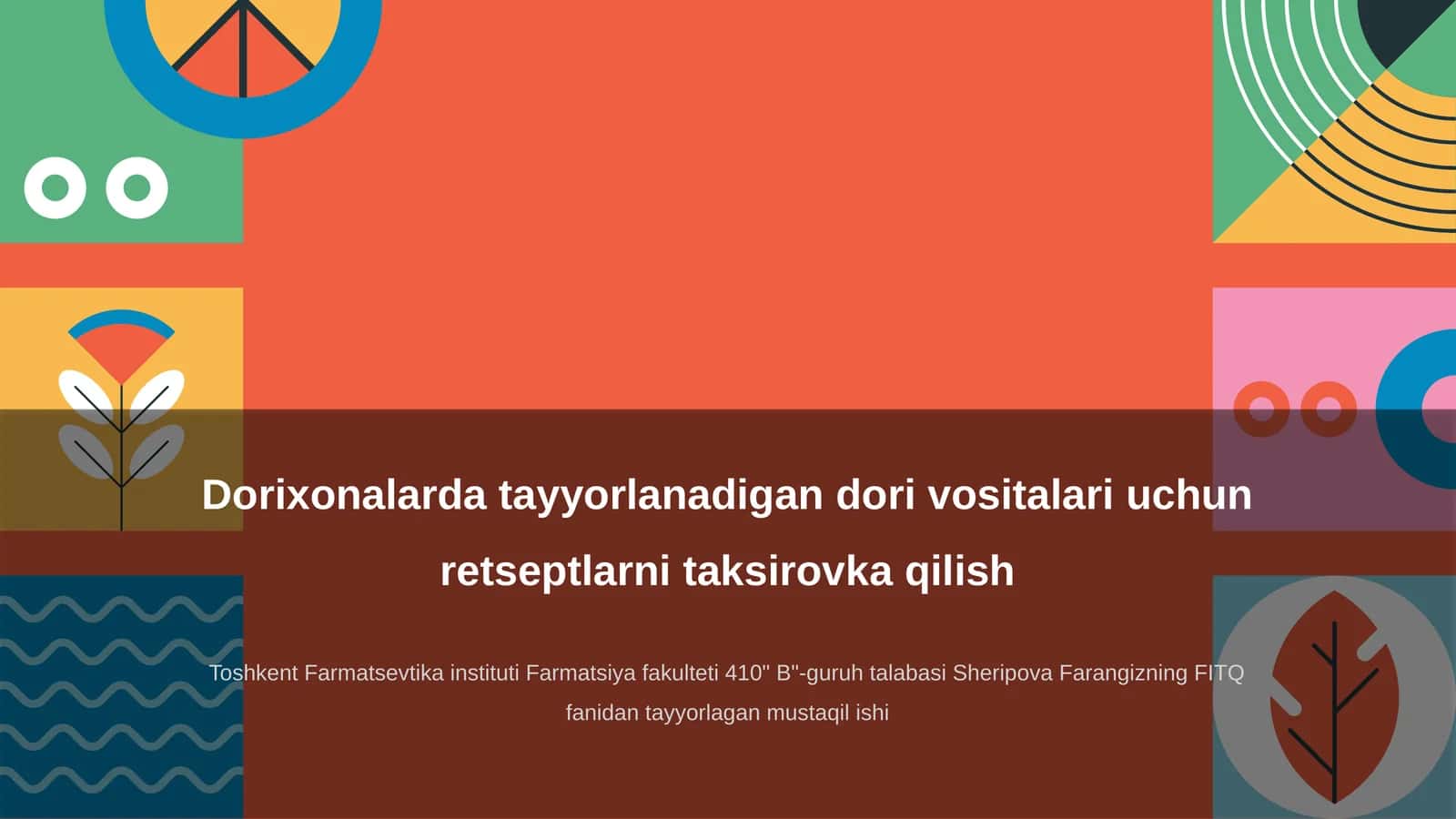 Dorixonalarda dori vositalari tayyorlash