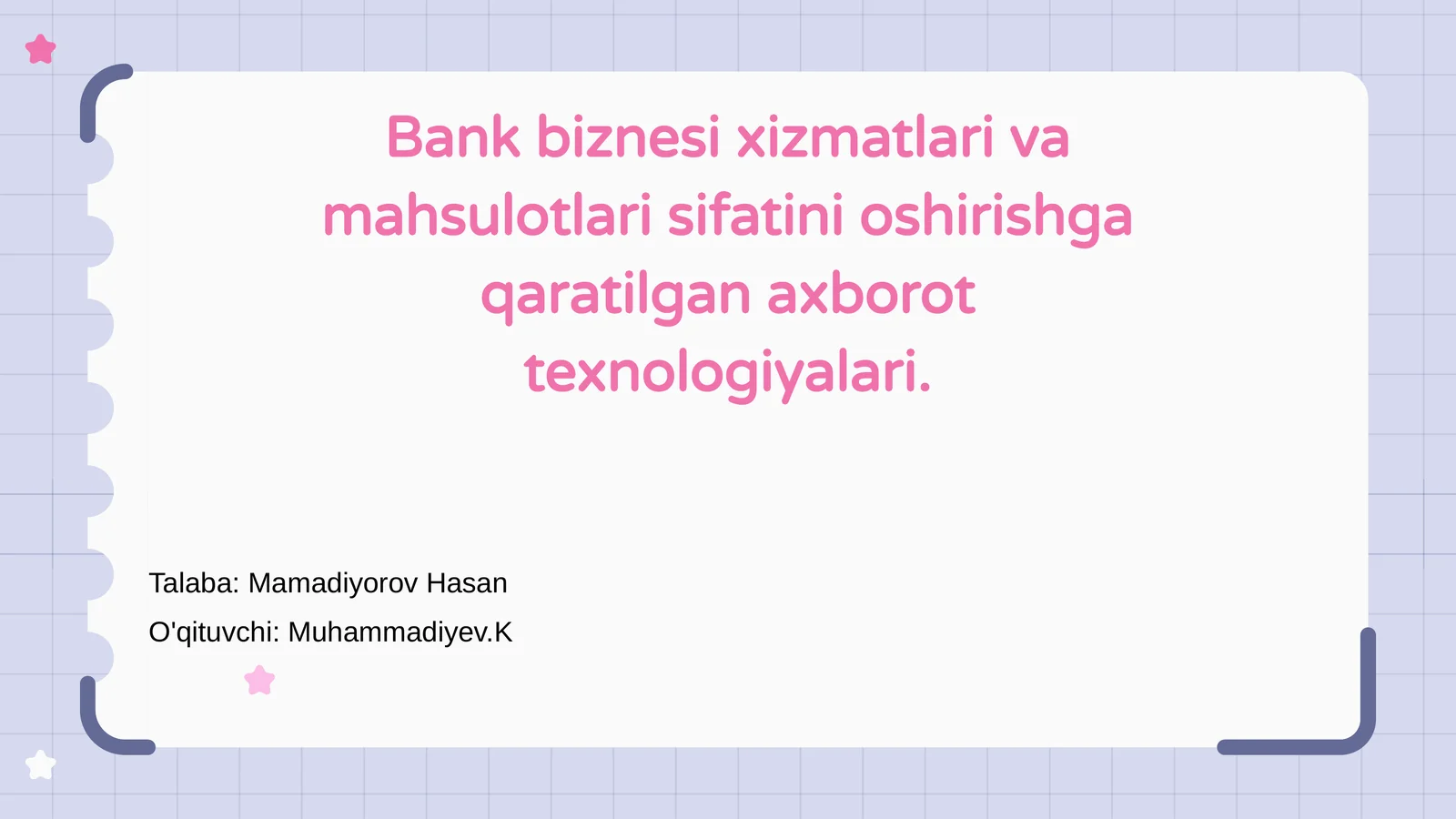 Bank xizmatlari sifatini oshirishda axborot texnologiyalari