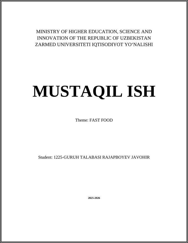 ZARMED UNIVERSITETI IQTISODIYOT YOʻNALISHI