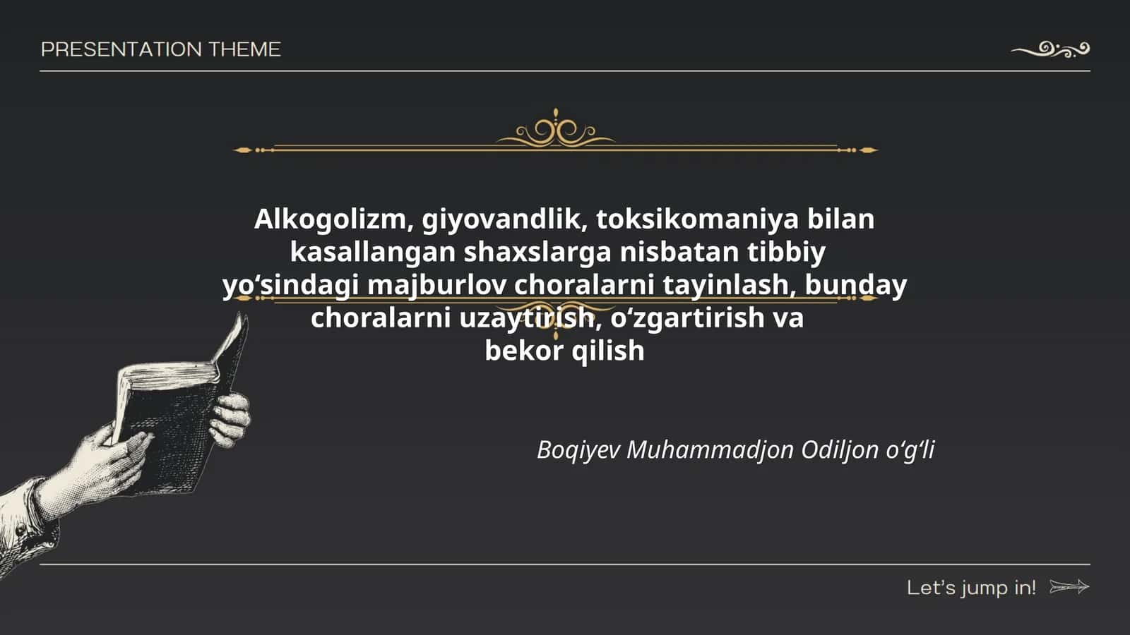 Alkogolizm, giyovandlik, toksikomaniya bilan kasallangan shaxslarga nisbatan tibbiy yo‘sindagi majburlov choralarni tayinlash, bunday choralarni uzaytirish, o‘zgartirish va bekor qilish