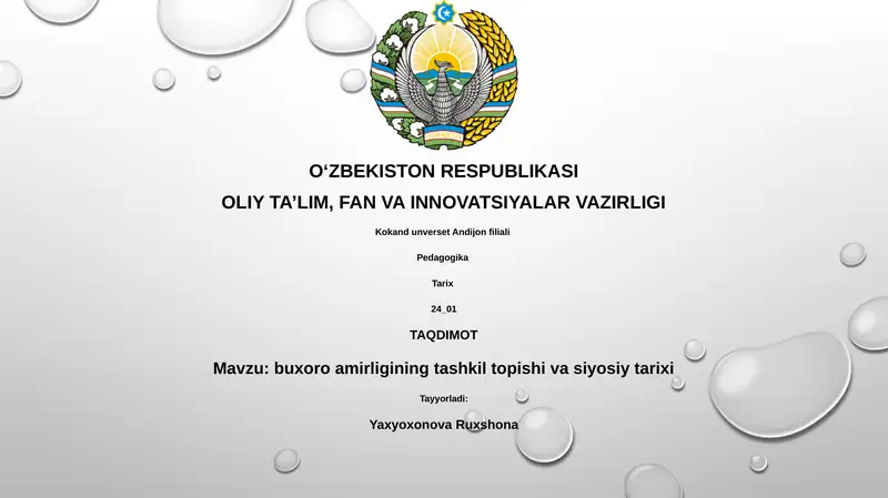 Buxoro amirligining tashkil topishi va siyosiy tarixi