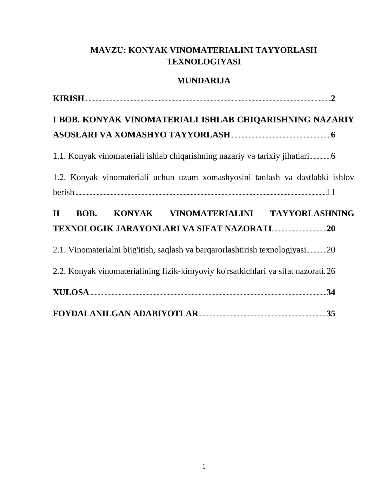 KONYAK VINOMATERIALINI TAYYORLASH TEXNOLOGIYASI