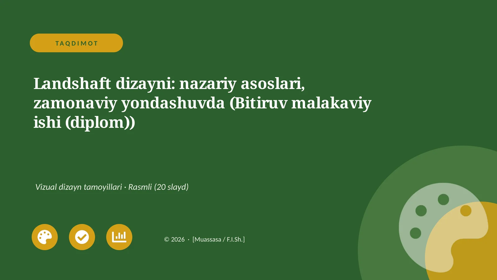 Landshaft dizayni: nazariy asoslari, zamonaviy yondashuvda (Bitiruv malakaviy ishi (diplom))