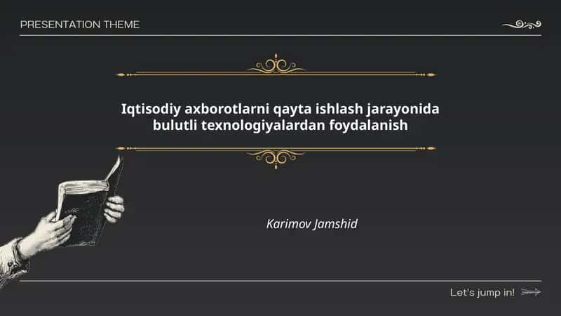 Iqtisodiy axborotlarni qayta ishlash jarayonida bulutli texnologiyalardan foydalanish