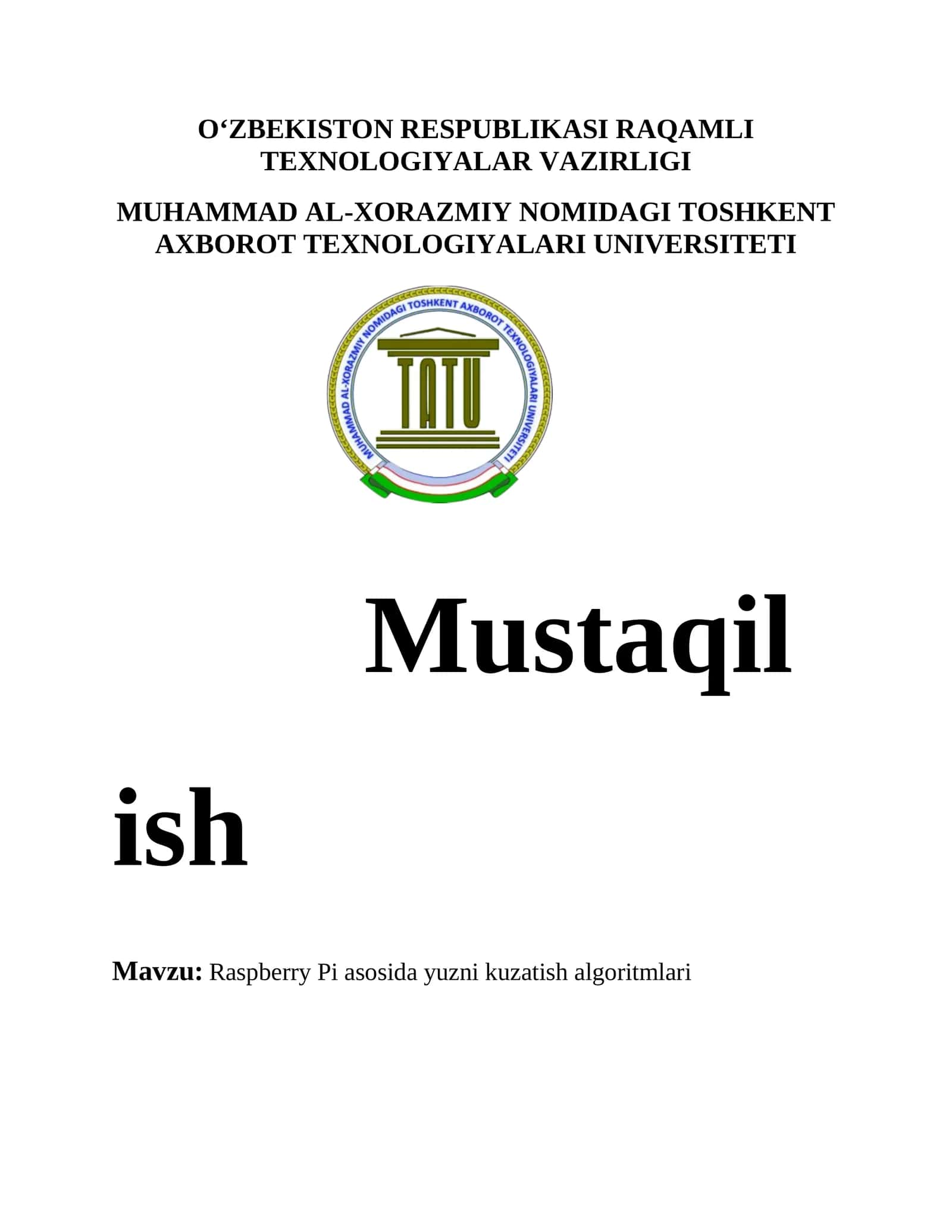 Raspberry Pi asosida yuzni kuzatish algoritmlari