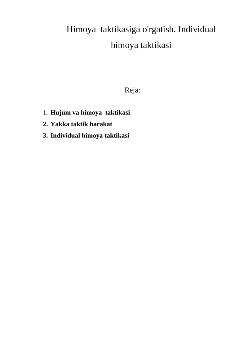 Individual himoya taktikasi