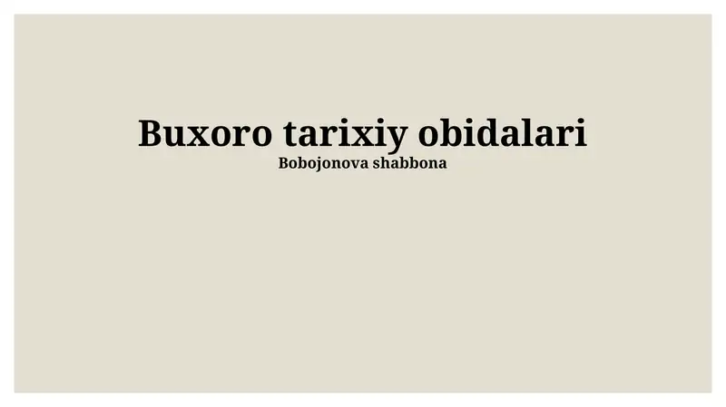 Buxoro tarixiy obidalari