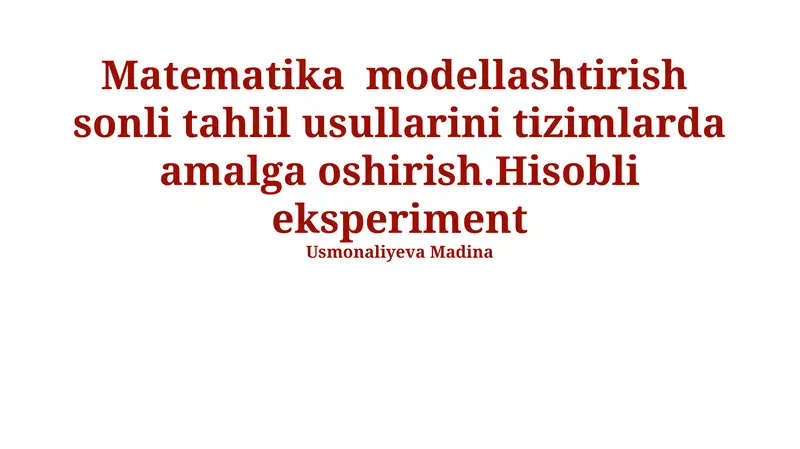 Matematika modellashtirish
