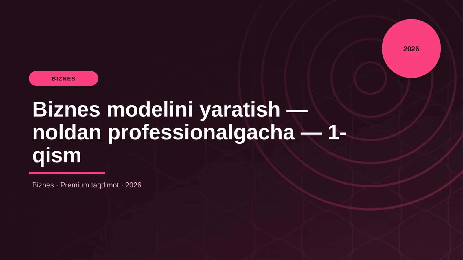 Biznes modelini yaratish — noldan professionalgacha — 1-qism