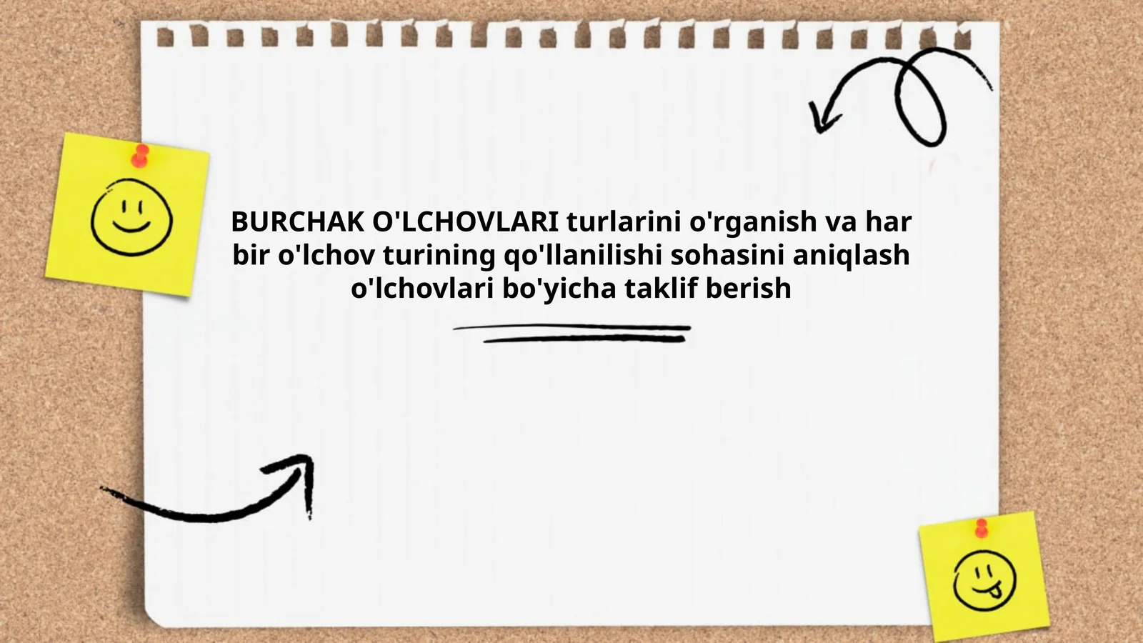 BURCHAK O'LCHOVLARI