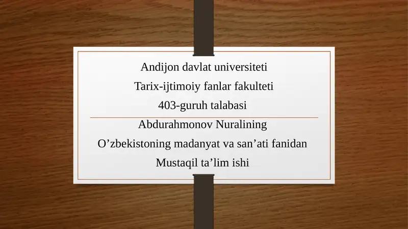 IX-X Asrlar Movorounnahr San'ati Tarixi