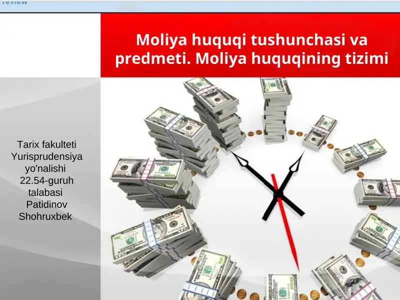 Moliya huquqi tushunchasi va predmeti