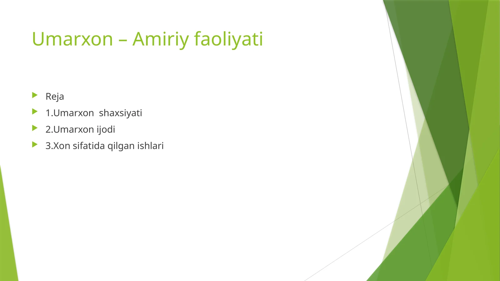 Umarxon–Amiriy faoliyati