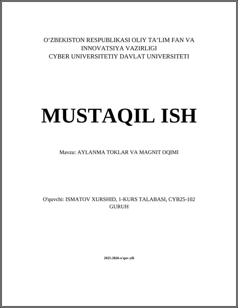 AYLANMA TOKLAR VA MAGNIT OQIMI