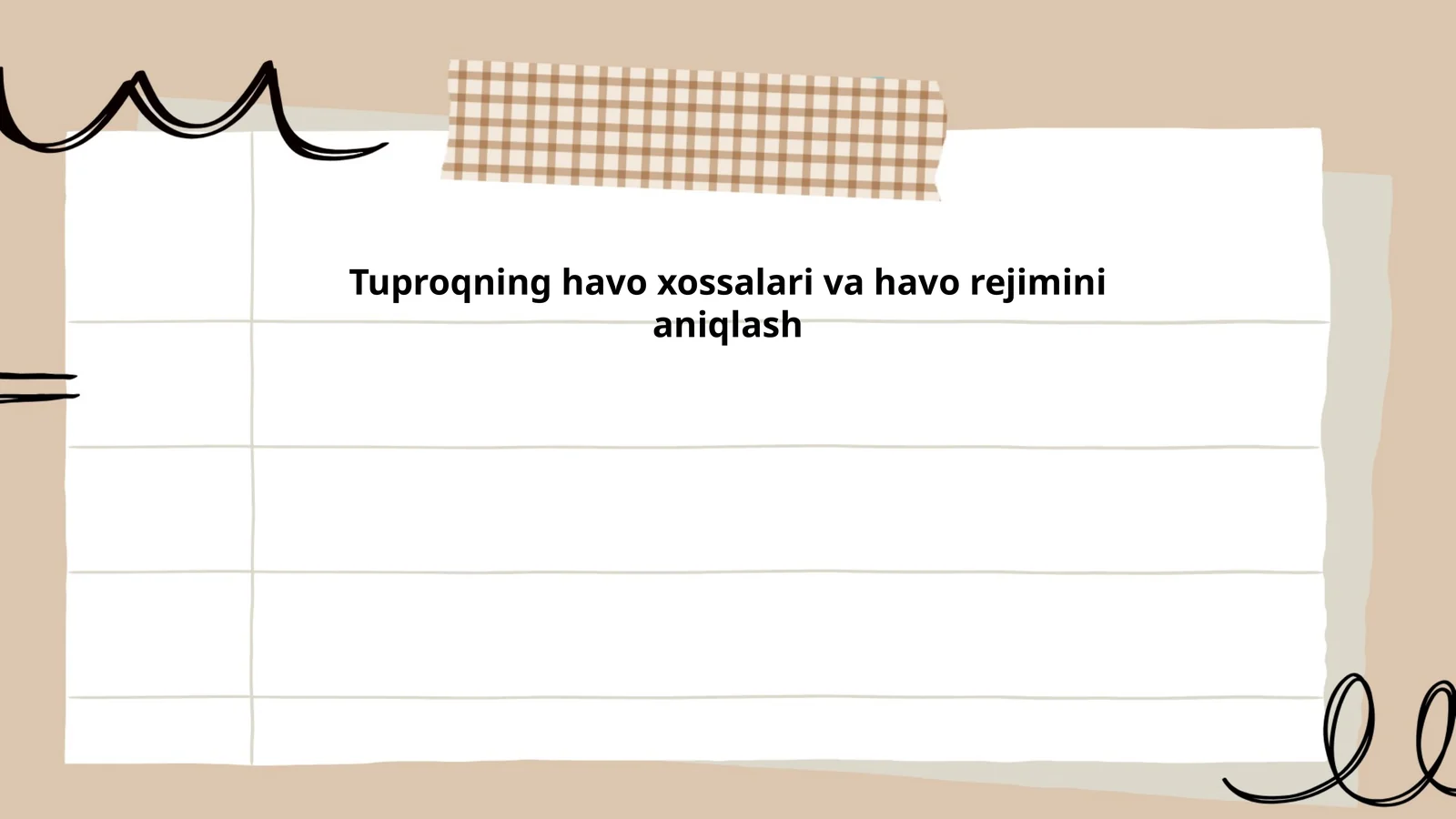 Tuproqning havo xossalari va havo rejimini aniqlash