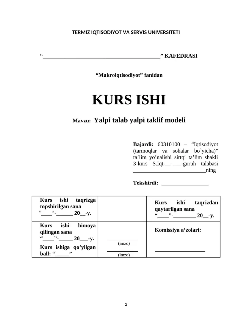 Yalpi talab yalpi taklif modeli