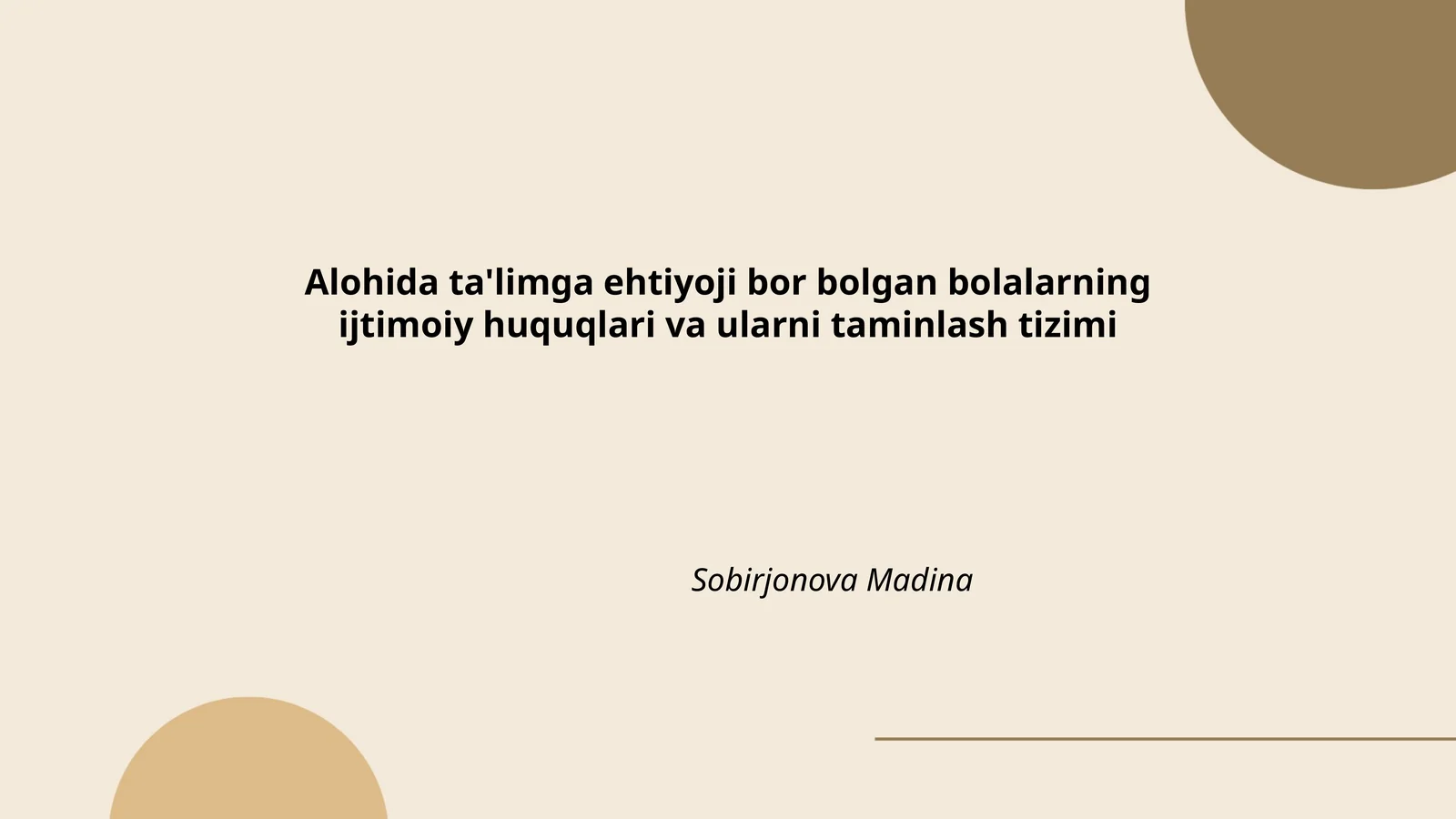 Alohida ta'limga ehtiyoji bor bolalarning ijtimoiy huquqlari va ularni taminlash tizimi