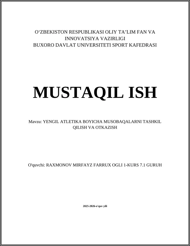 Yengil Atletika Boyicha Musobaqalar
