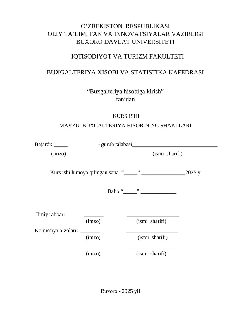 Buxgalteriya hisobiga kirish