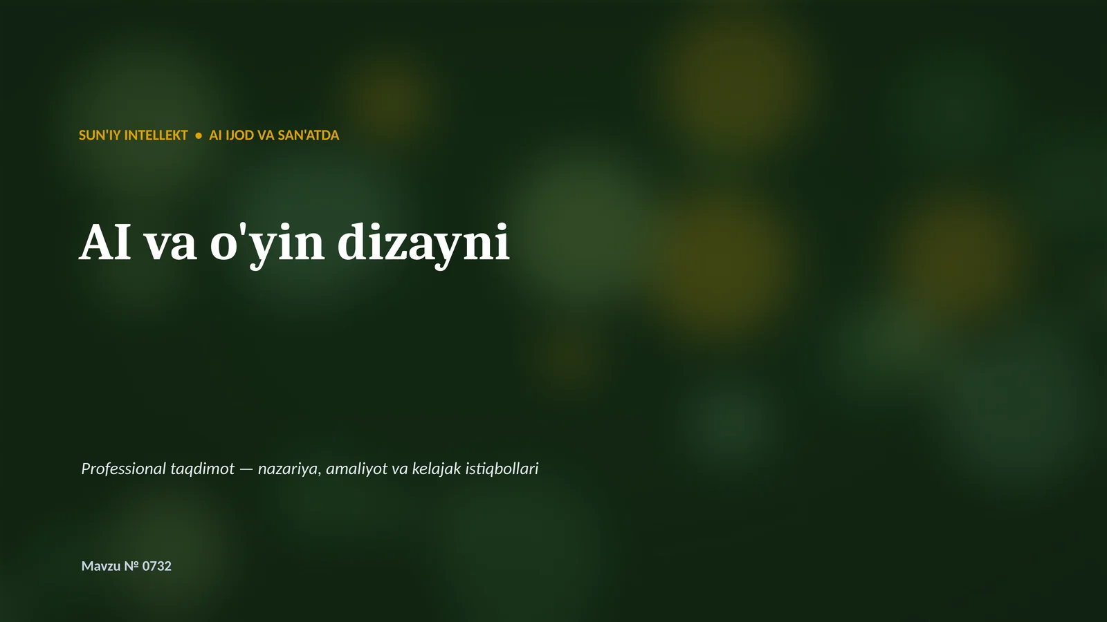SUN'IY INTELLEKT • AI IJOD VA SAN'ATDA