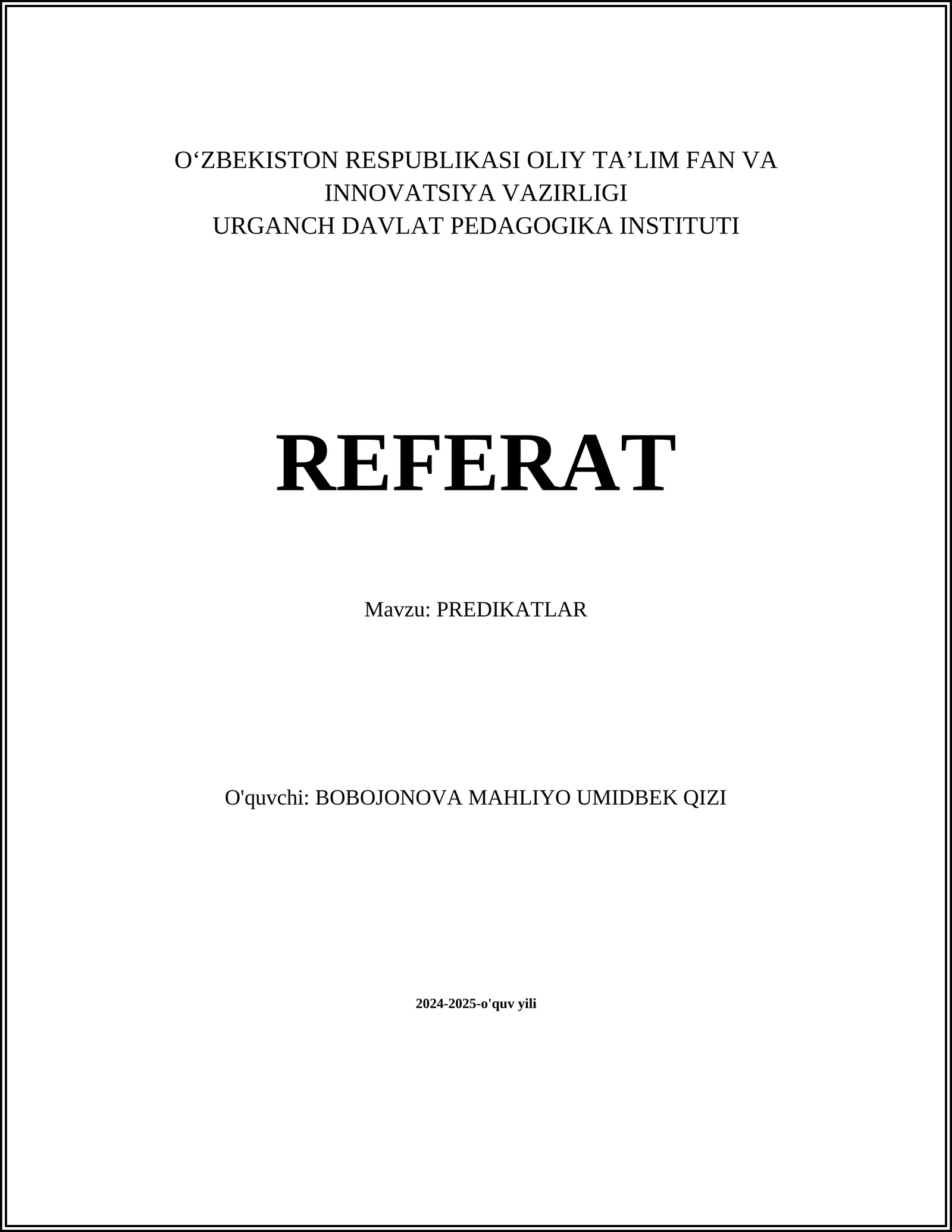 PREDIKATLAR