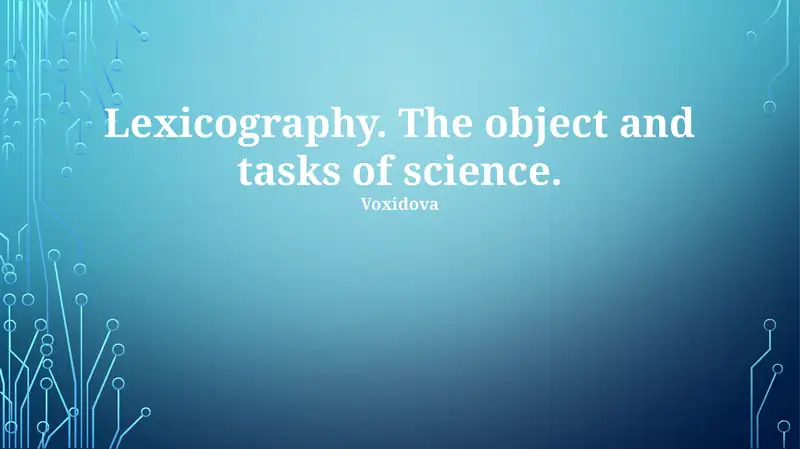 Lexicography