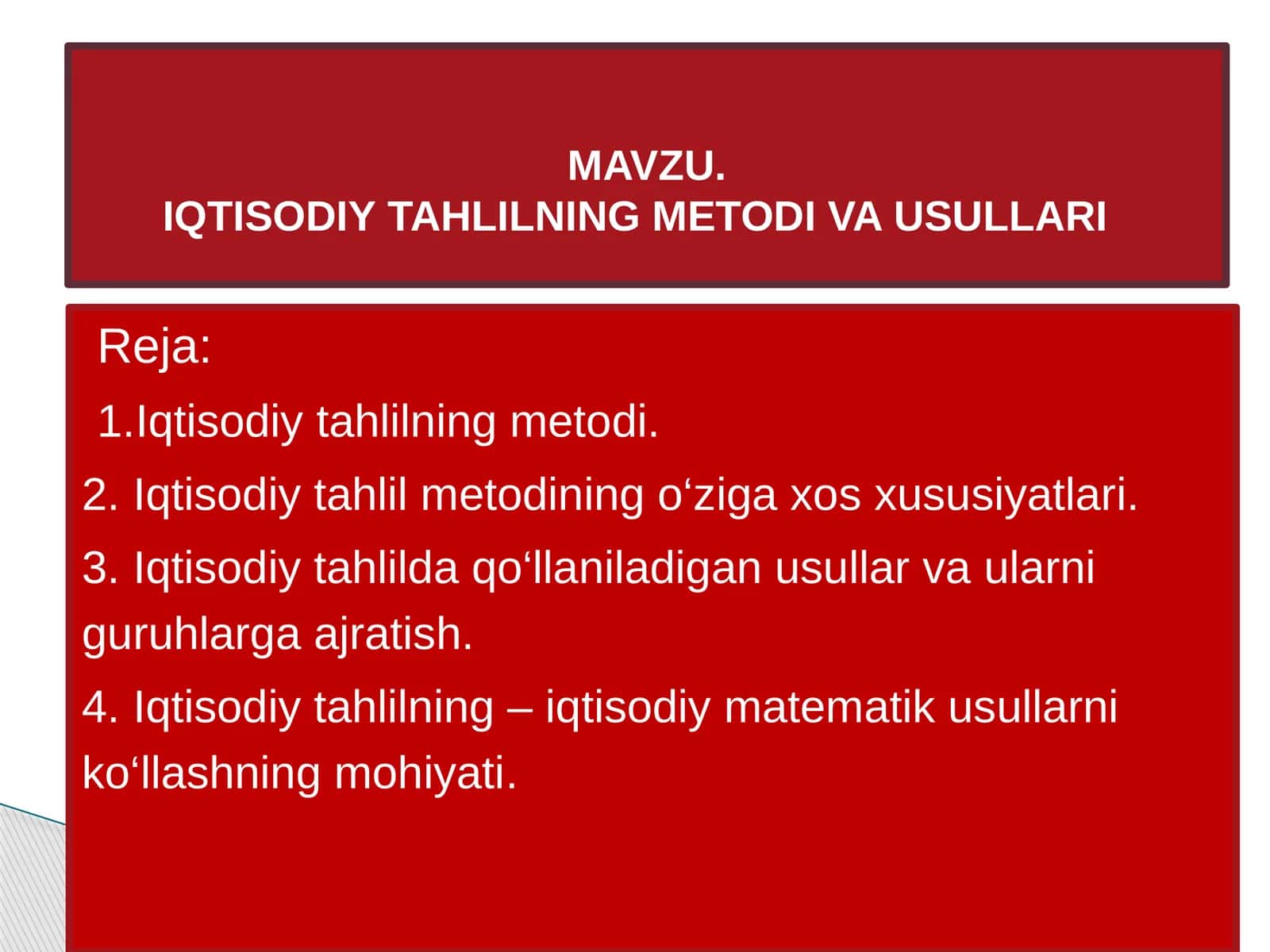 Iqtisodiy tahlilning metodi