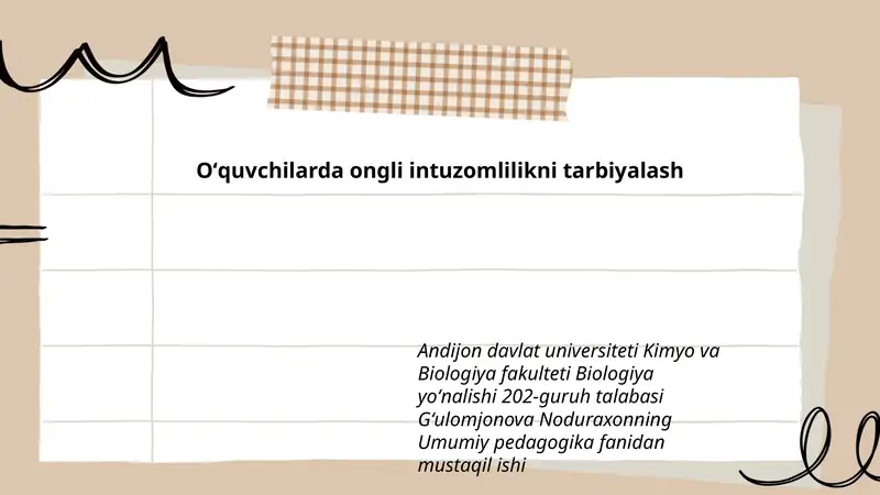 Umumiy pedagogika fanidan mustaqil ish