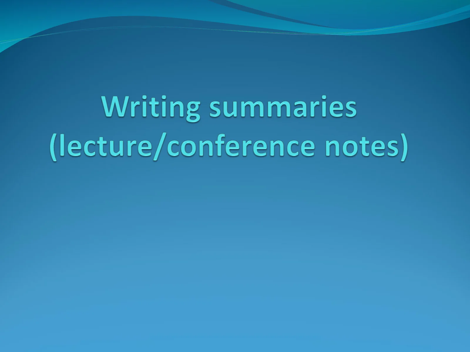 Reading for general understanding