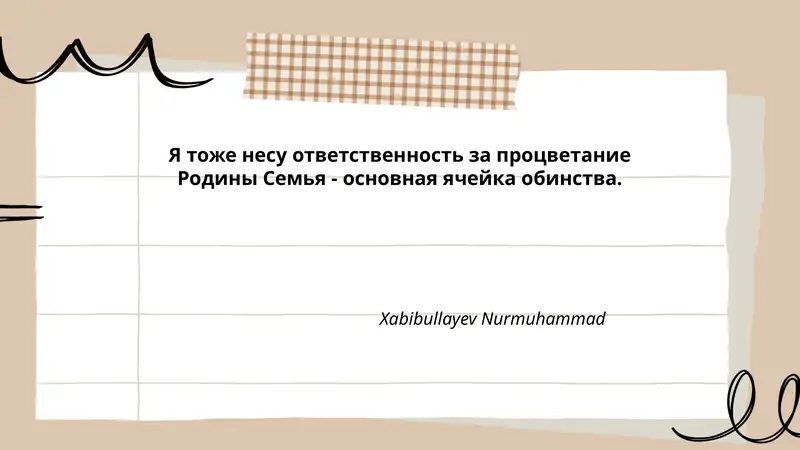 Oila — jamiyatning asosiy hujayrasi va vatan ravnaqi