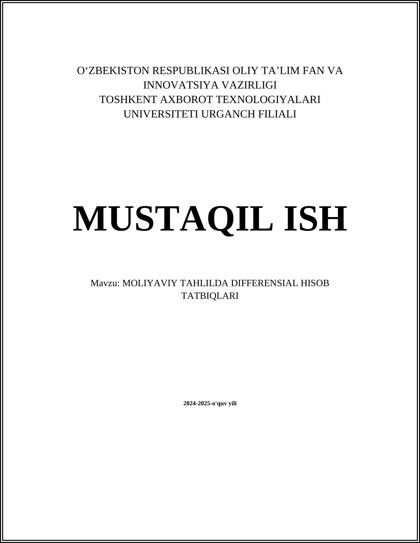 MOLIYAVIY TAHLILDA DIFFERENSIAL HISOB TATBIQLARI