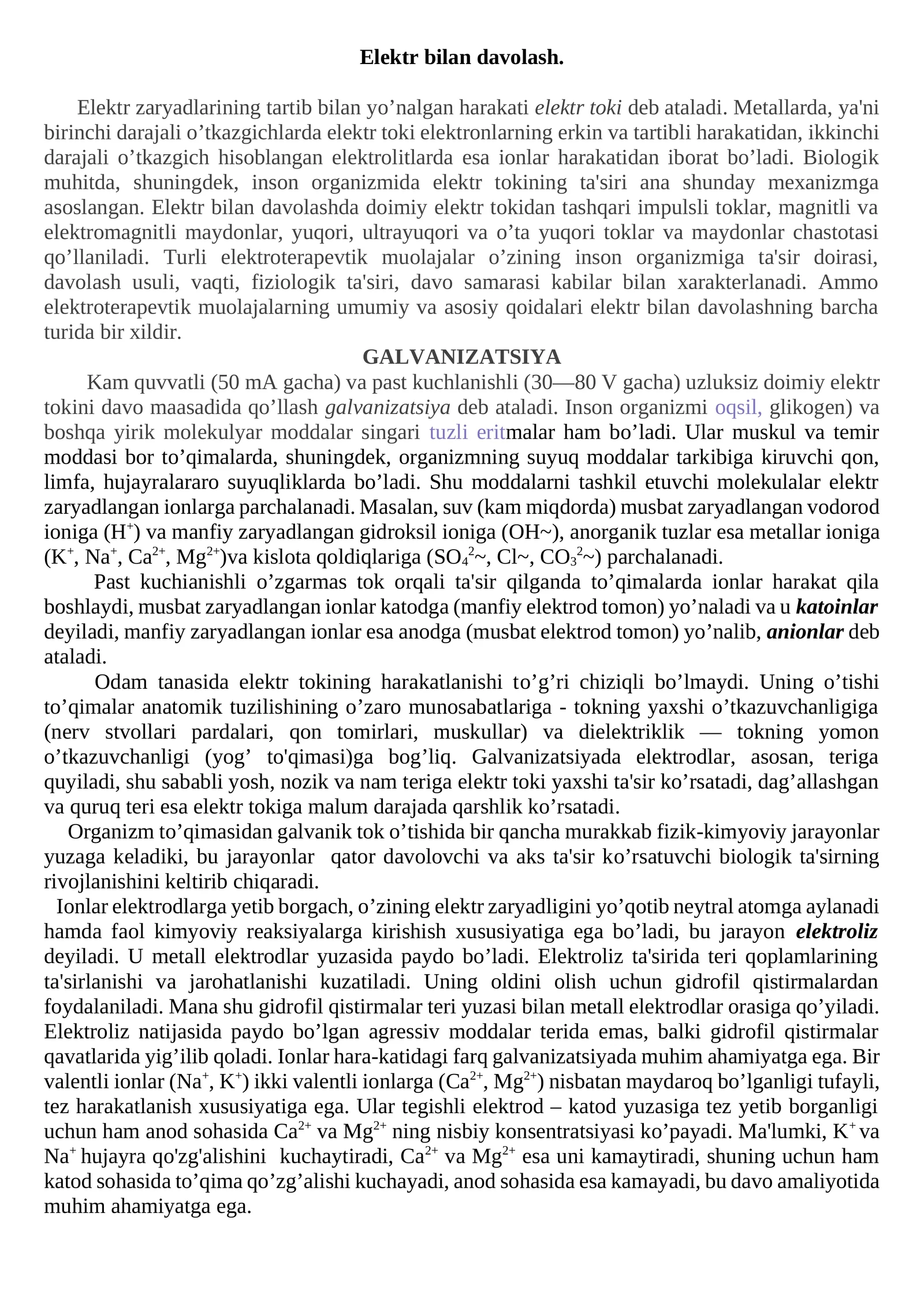 Elektr bilan davolash