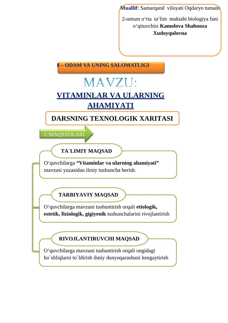 VITAMINLAR VA ULARNING AHAMIYATI