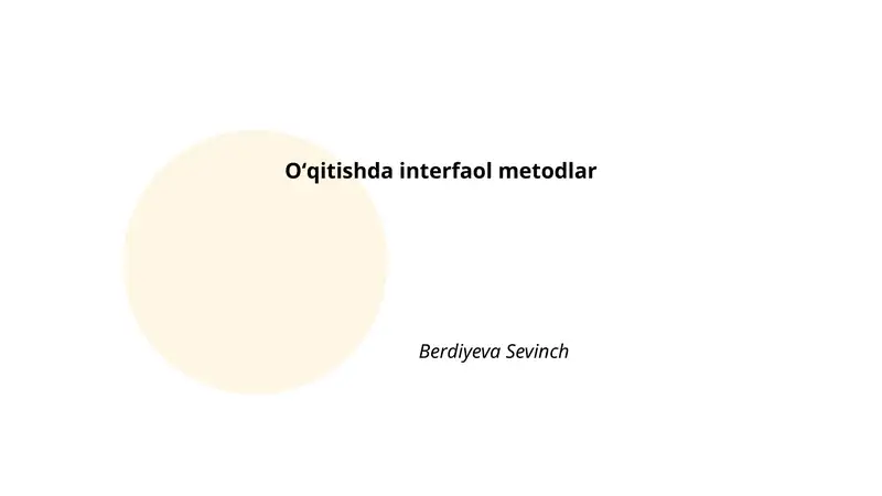 Oʻqitishda interfaol metodlar