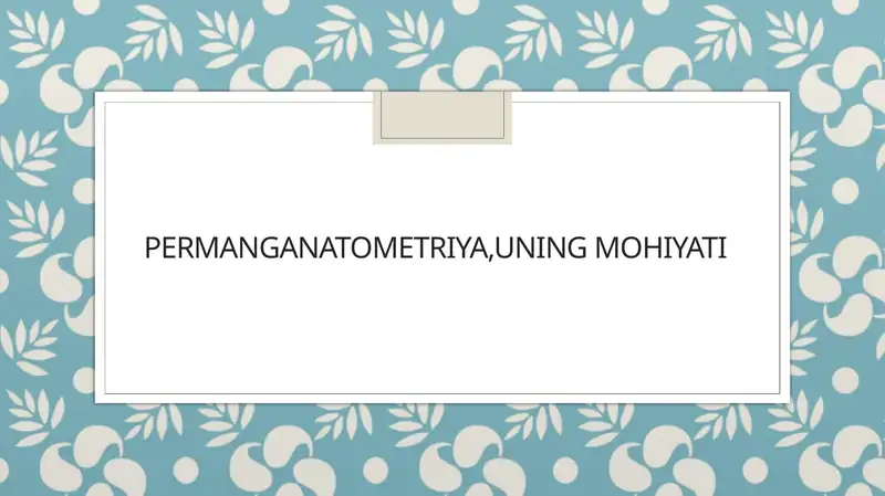 Permanganatometriya va uning mohiyati