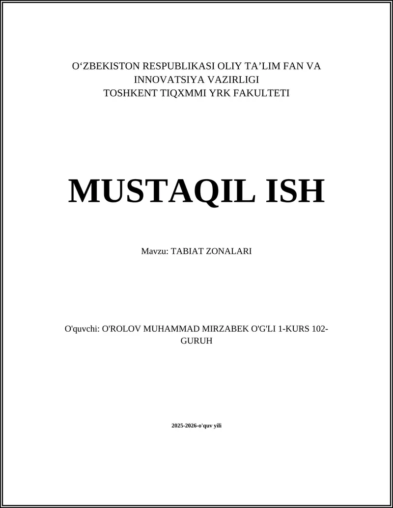 TABIAT ZONALARI