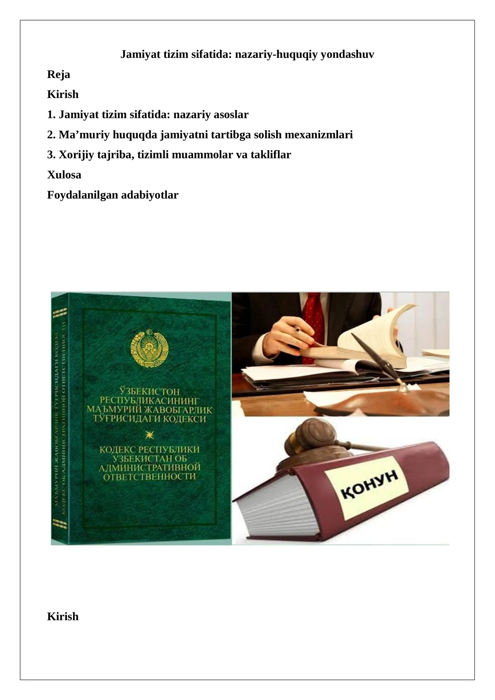 Jamiyat tizim sifatida: nazariy-huquqiy yondashuv