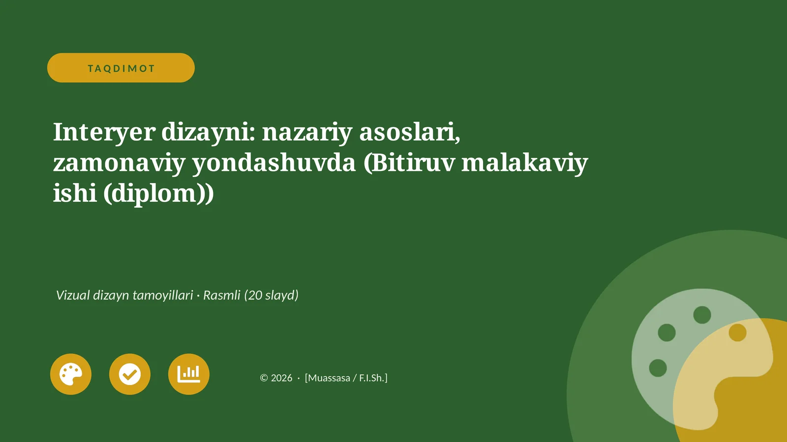 Interyer dizayni: nazariy asoslari, zamonaviy yondashuvda (Bitiruv malakaviy ishi (diplom))