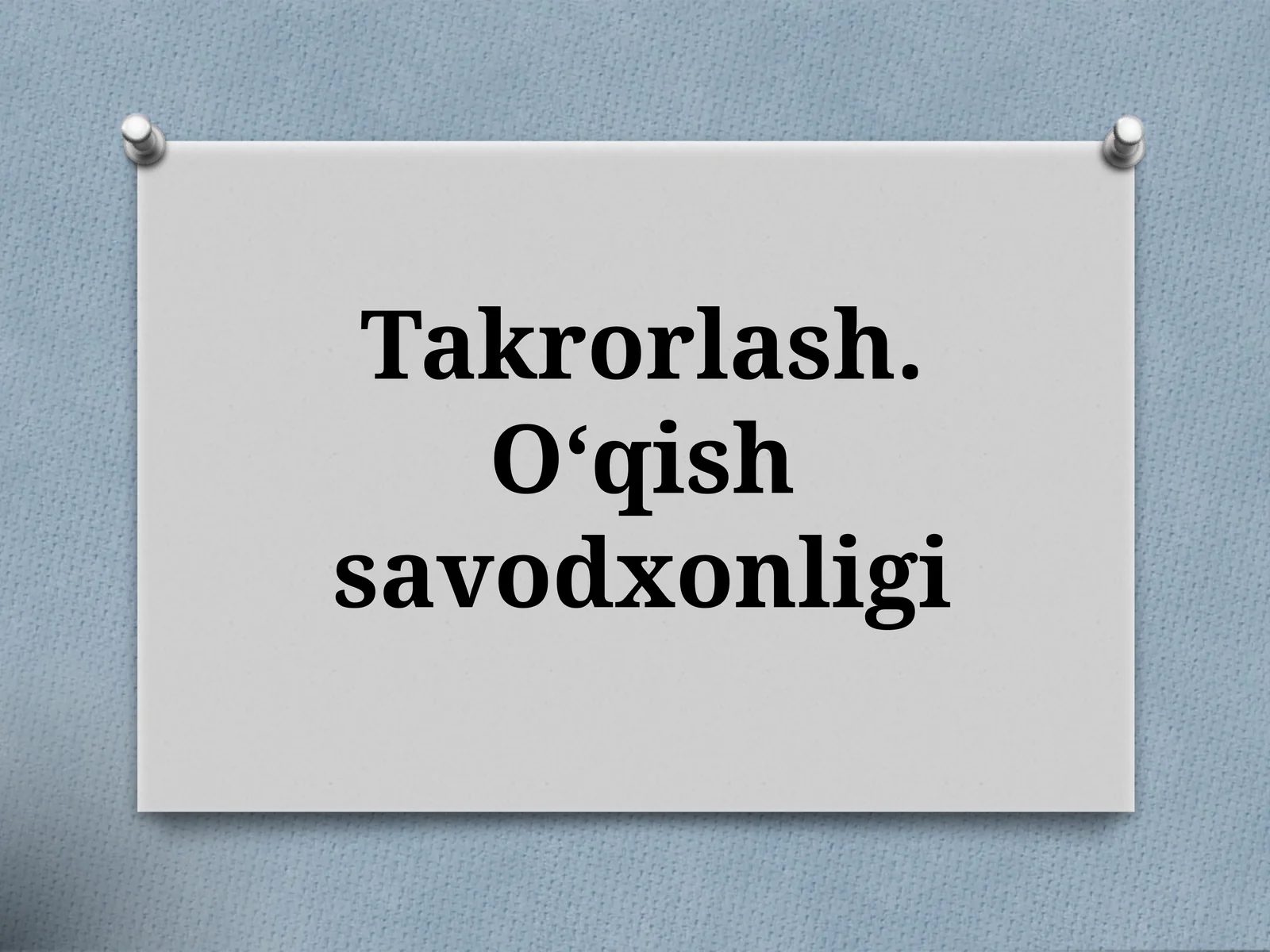 10-sinf Ona tili fanidan Takrorlash dars ishlanmasi. O'qish savodxonligi