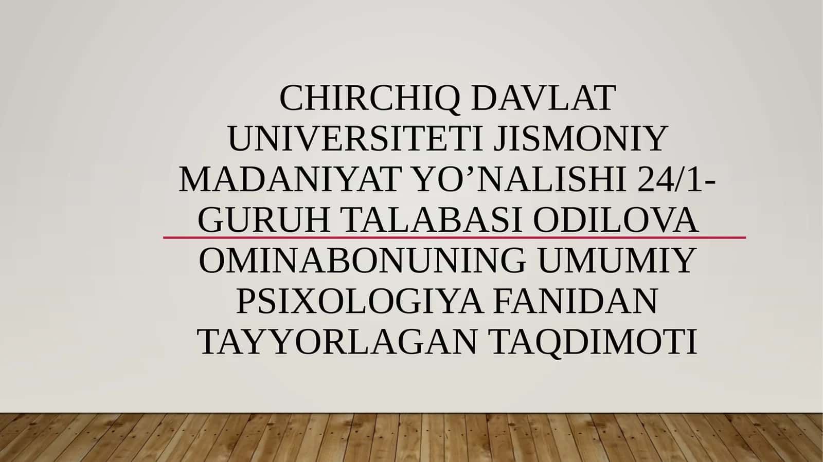 Kognitiv psixologiya fanidan taqdimot