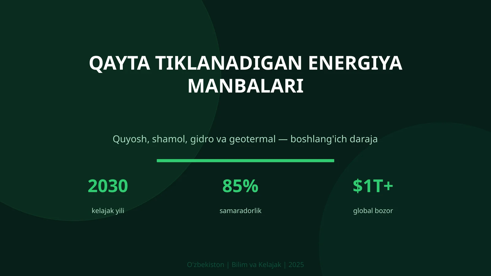 QAYTA TIKLANADIGAN ENERGIYA MANBALARI