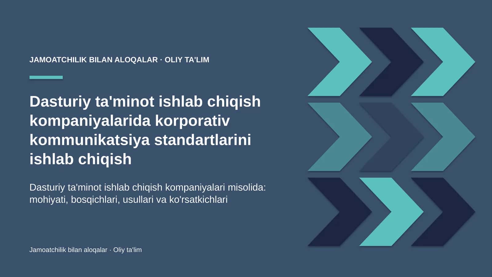 Dasturiy ta'minot ishlab chiqish kompaniyalarida korporativ kommunikatsiya standartlarini ishlab chiqish