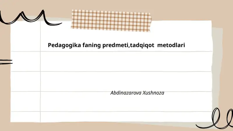 Pedagogika fanining predmeti va obyekti